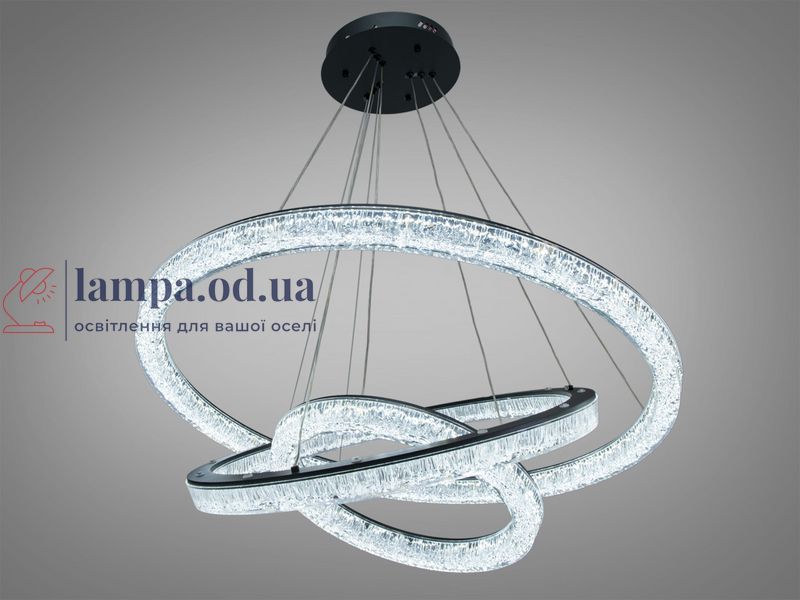 Светодиодная подвесная люстра Diasha 25108/800+600+400BK черная 195 Вт пульт 33 м&sup2; 25108/800+600+400BK dim фото