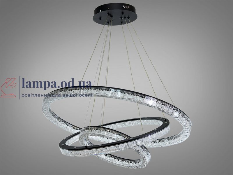 Светодиодная подвесная люстра Diasha 25108/800+600+400BK черная 195 Вт пульт 33 м&sup2; 25108/800+600+400BK dim фото