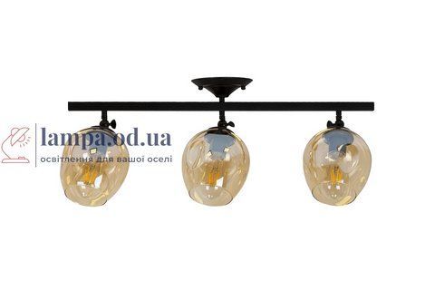 Потолочная люстра Levistella 756XPR0231F-3 BK+BR, 3 лампы E27, черный + коричневый, металл + стекло LVS4194 фото