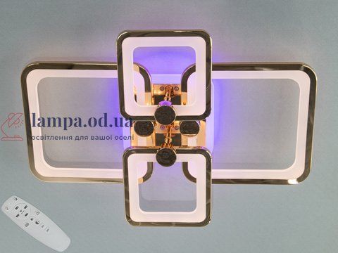 Люстра стельова LED Diasha 8208/4G, 76W, 3200K/4100K/6500K, золото, сучасний стиль для дому 8208/4G LED 3color dimm фото