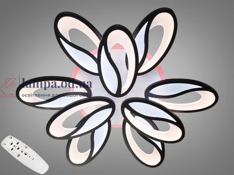 Люстра стельова LED Diasha 8090/6+3BK, 150W, 4100K, 3200K, 6500K, чорний метал, сучасний стиль, для коридору, вітальні, спальні 8090/6+3BK LED 3color d фото