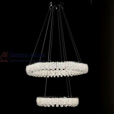 Двоярусна підвісна кришталева люстра L33038/600+400/2 LED (CH) &mdash; хром, 182 Вт, діаметр 60 см, від 16 до 25 м2 30430549 фото