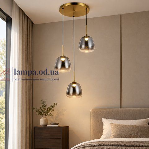 Підвісний світлодіодний світильник Levistella 800P3055-1 AB+SM, LED 8 Вт, антична латунь і димчасте скло, 3 режими світла LVS7160 фото