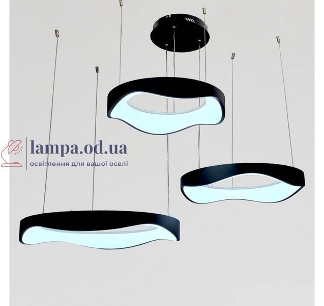 Светодиодная подвесная люстра Artlight 2460/42+52+62BK с тремя волнообразными кольцами, 200W 2460/42+52+62BK фото