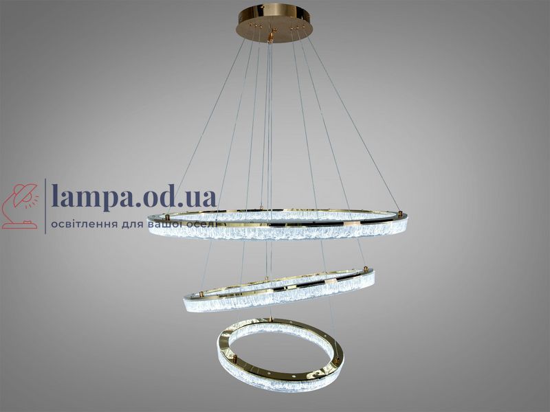 Подвесная LED люстра Diasha 1712/800+600+400G с тремя кольцами, золото, 125 W, освещение 10-25 м&sup2; 1712/800+600+400G фото