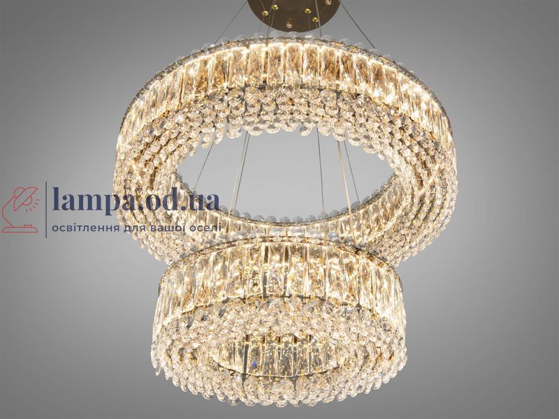 Хрустальная подвесная LED люстра Diasha 8693-600+400GD с хрустальными кольцами в золоте 8693-600+400GD фото