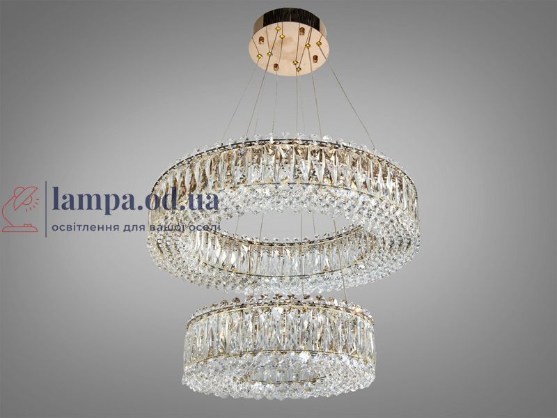 Хрустальная подвесная LED люстра Diasha 8693-600+400GD с хрустальными кольцами в золоте 8693-600+400GD фото