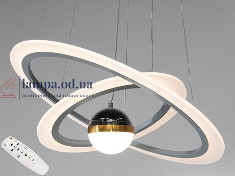 Стельова люстра LED Diasha 2391-600+400GR 85W, сіра, для кафе, вітальні, спальні 2391-600+400GR фото