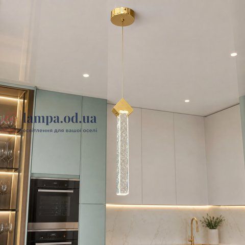 Одиночный золотой LED подвес со стеклом и пузырьками Artlight B2317/1 для кухни и бара B2317/1 фото