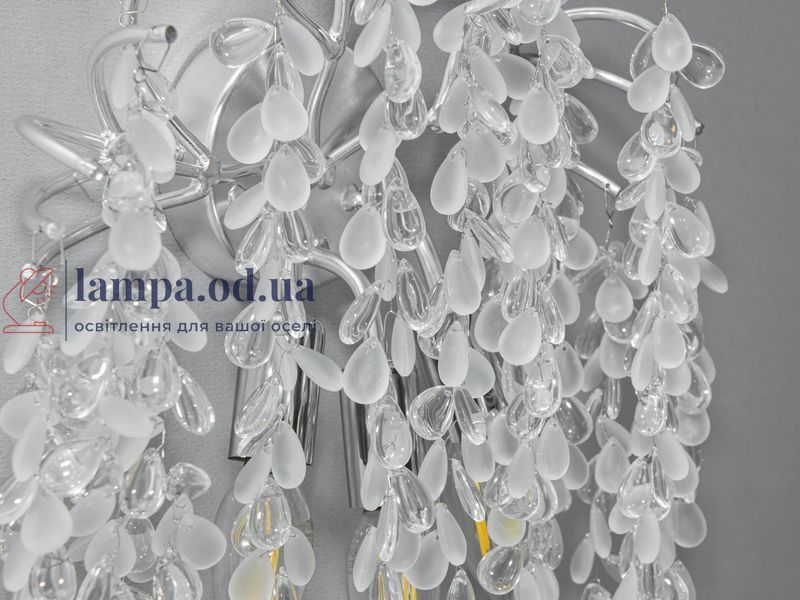 Бра Diasha 603-3W CH "Гліцинія" настінний світильник із кришталевими краплями, 3 лампи E14 603-3W CH фото