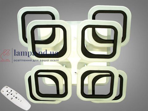 Люстра стельова LED Diasha HAS8060/4+4BK, 120W, 3200K-6500K, чорний метал, хай-тек стиль, з пультом, диммером HAS8060/4+4BK LED 3colo фото