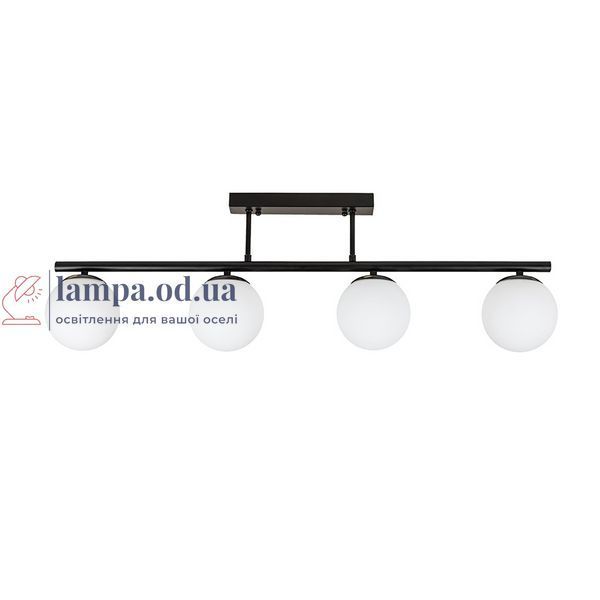 Levistella 7529821-4 BK+WH, стельова лінійна люстра на 4 білих скляних плафонах E27 LVS4481 фото