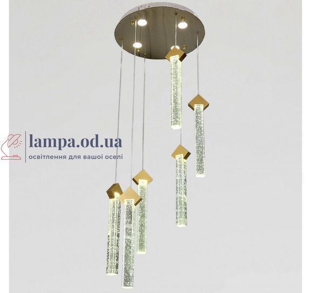Дизайнерская золотая LED люстра с 6 стеклянными подвесами Artlight B2317/6 B2317/6 фото