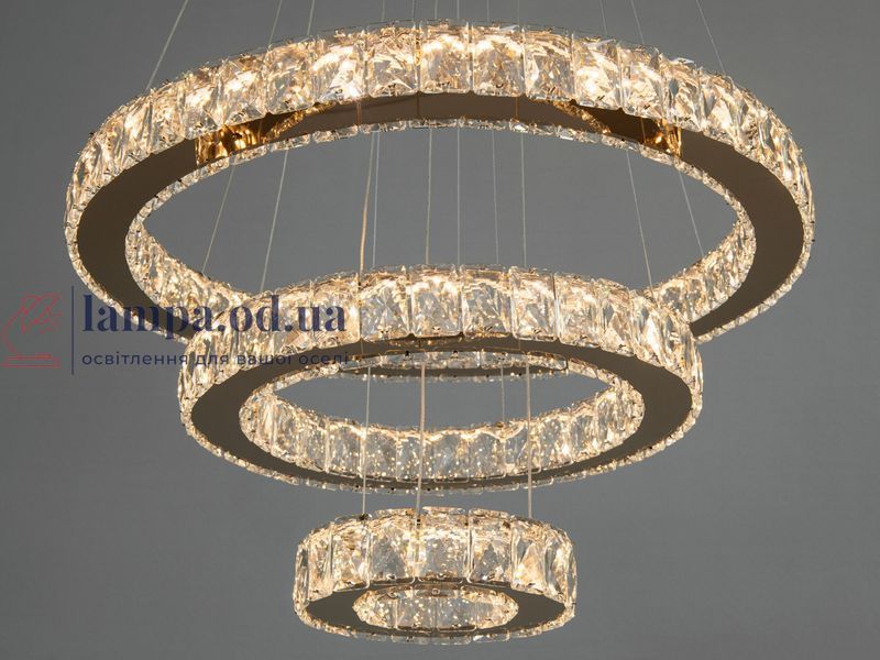 Люстра LED Diasha 7201-8A/580+400+200G кільцева, 66W, золото, регульована висота, пульт ДУ, IP20, сучасний стиль для дому 7201-8A/580+400+200G фото