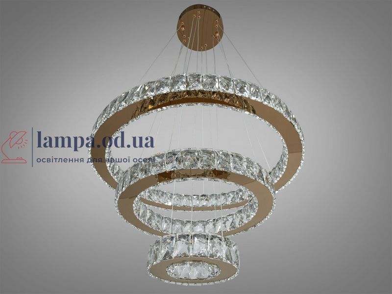 Люстра LED Diasha 7201-8A/580+400+200G кільцева, 66W, золото, регульована висота, пульт ДУ, IP20, сучасний стиль для дому 7201-8A/580+400+200G фото