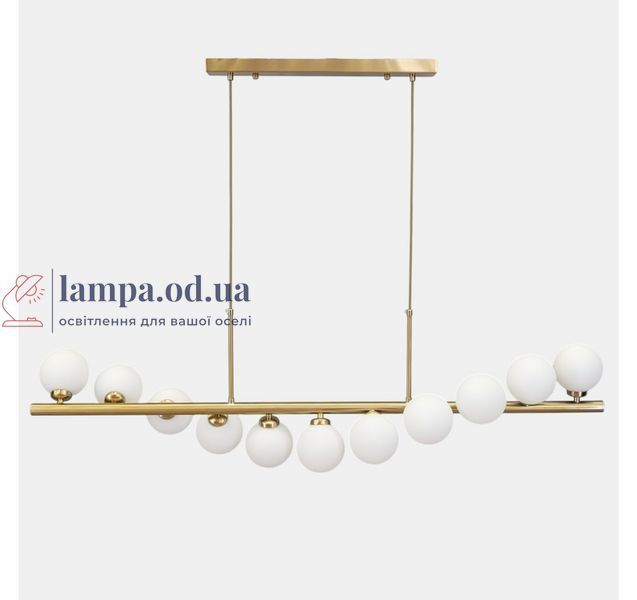 Линейная подвесная люстра Artlight LQ7063/11 с 11 белыми стеклянными плафонами G9, латунь, от 30-40 м&sup2; LQ7063/11 фото