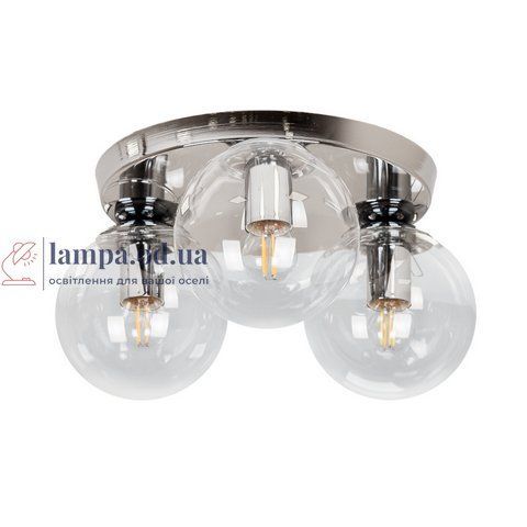 Люстра стельова Levistella 756XPR150F-3 CR+CL (290), 3 плафона, E27, хром + прозоре скло, 150 мм, сучасний стиль для дому LVS4183 фото