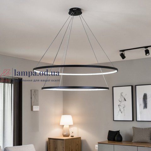 Стильный подвесной LED-светильник 7529832-2A BLACK, кольца 800+1000 мм, регулируемая высота LVS4503 фото