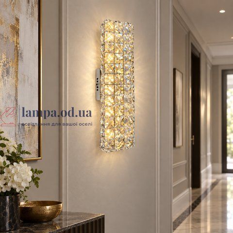 Подовжене кришталеве настінне LED-бра Linisoln 9677, 20 Вт, метал і скло, 39&times;11&times;10 см 9677 фото