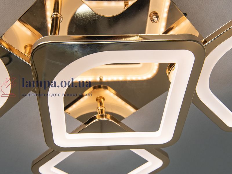 Потолочная LED-люстра Diasha S8060/4+1G с пультом, золотая, 72W, 3960 lm, квадратные акриловые плафоны 42&times;42 см S8060/4+1G фото