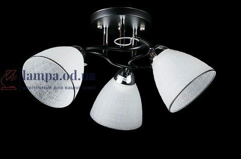 Люстра стельова Splendid Ray L8431/3, 3 лампи E27, 24 см, чорний, хром, білий, метал, скло, сучасний стиль для дому 30423563 фото