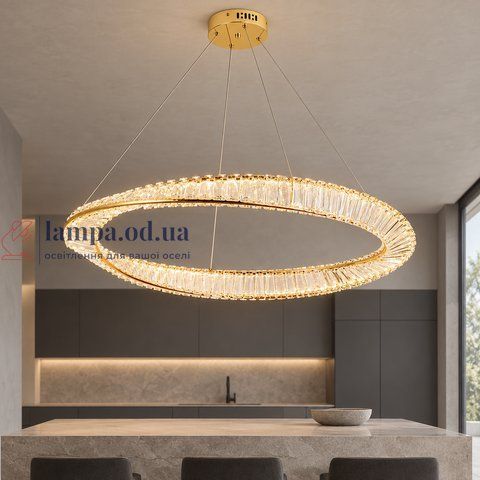 Кільцева кришталева підвісна LED-люстра Levistella 799L8801 (800) FGD, 80 Вт, золото, 80 см, із пультом, 20-30 м&sup2; LVS7403 фото