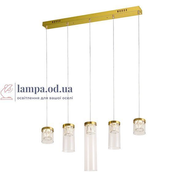 Підвісний світлодіодний світильник Levistella 800P1021-5L CL, LED 30 Вт, золото і прозоре скло, 3 режими світла LVS7166 фото