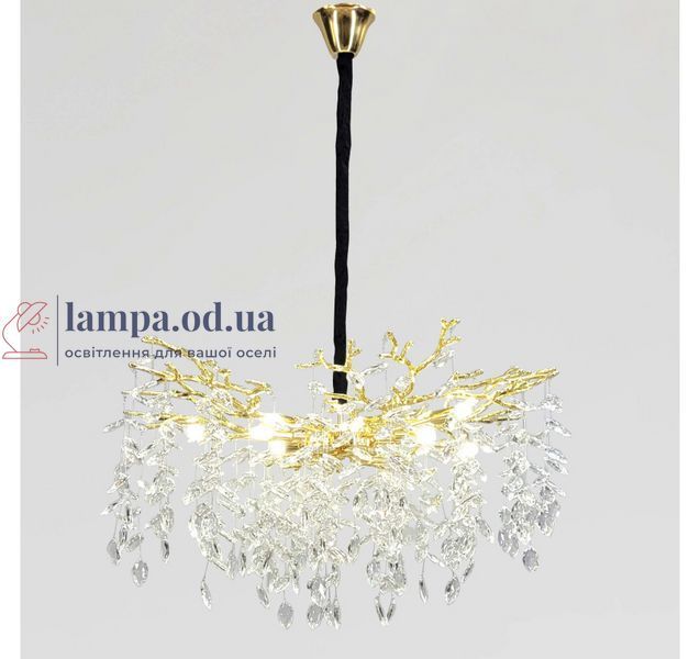Круглая подвесная золотая люстра со стеклянным декором Artlight P8048F/600GD и декоративными ветвями P8048F/600GD фото
