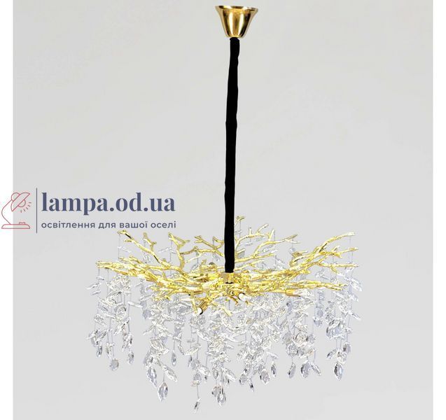 Круглая подвесная золотая люстра со стеклянным декором Artlight P8048F/600GD и декоративными ветвями P8048F/600GD фото