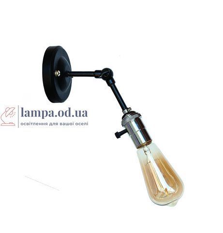 Бра настінне Levistella 752WF1901-1, E27, 60W, чорний з хромованим патроном, сучасний стиль для дому LVS04171 фото