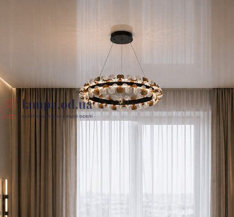 Сучасна підвісна LED люстра Diasha MD2511/600BK чорна 86W з пультом MD2511/600BK фото