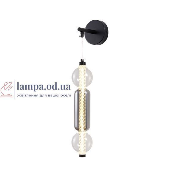 Бра настінне LED Levistella 788W39314 BK+SM+CL, 5W, 4000K, чорний + сріблястий + прозорий, сучасний стиль LVS5522 фото
