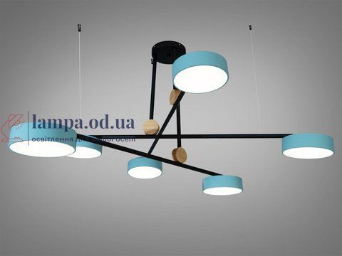 Люстра світлодіодна Diasha D405-6BK+BL 72W, кольорові плафони тіффані, для коридору, вітальні, спальні, кухні, офісу D405-6BK+BL фото