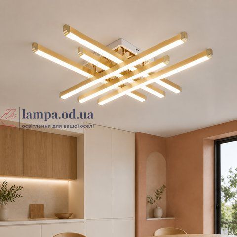 Квадратная золотая LED-люстра Artlight W167/6GD 88 Вт, 3 режима, 72,5&times;72,5 см, от 16-25 м&sup2; W167/6GD фото