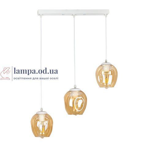 Люстра стельова Levistella 756PR0231F-3 WH+BR (500), 3xE27, метал+скло, білий+бронза, для вітальні LVS4144 фото