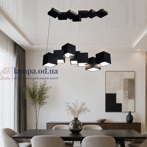 Подвесная LED-люстра Artlight BO2477/7BK с семью кубическими плафонами, чёрная, 44 Вт, от 13-20 м&sup2; BO2477/7BK фото