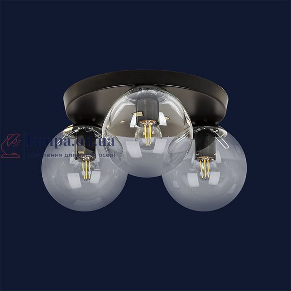Потолочная люстра LED Levistella 756XPR150F-3 BK+CL (300), 3 плафона, E27, черный металл + прозрачное стекло LVS4167 фото