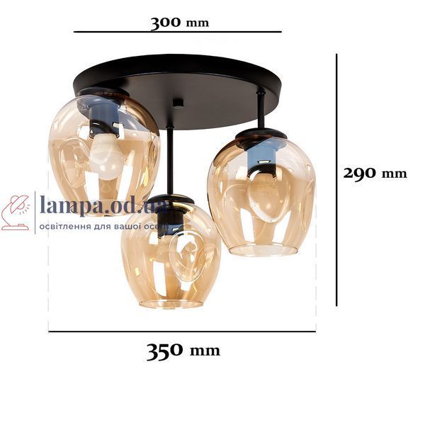 Потолочная люстра Levistella 756HPR0231F-3 BK+BR (300), 3 лампы, E27, черный+коричневый, металл+стекло LVS4368 фото