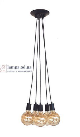 Светильник підвісний Levistella 7527120-5 BK, E27, 5 плафонів, чорний метал, стиль лофт LVS03782 фото