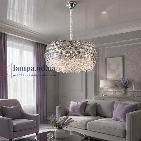 Підвісна кришталева люстра Splendid Ray L5748/600/10 (SLIVER), хром, 10 ламп E14, від 13-20 м&sup2; 30438271 фото