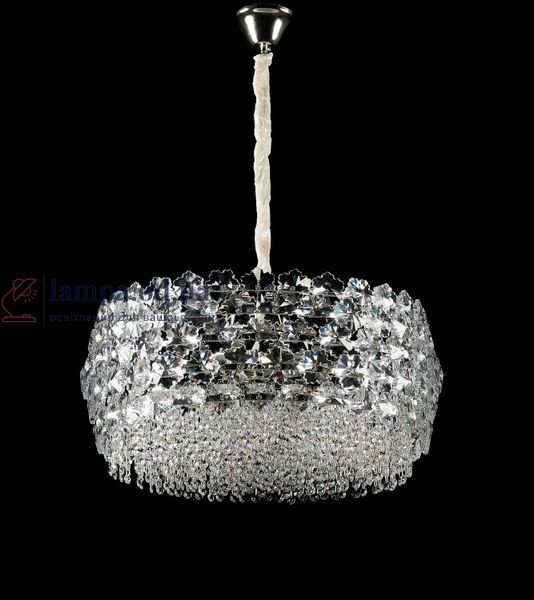 Підвісна кришталева люстра Splendid Ray L5748/600/10 (SLIVER), хром, 10 ламп E14, від 13-20 м&sup2; 30438271 фото