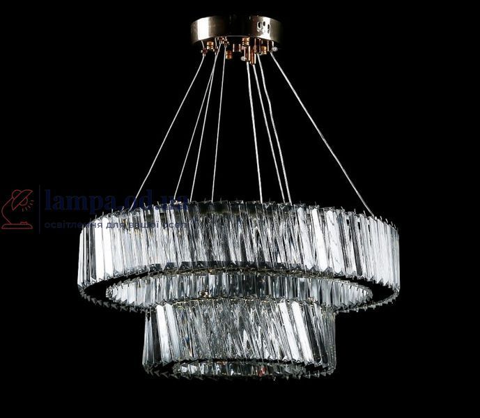 Люстра світлодіодна Splendid Ray L228/500+300/2 LED, 2 лампи, золота, біла, регульована висота 30-110 см 30432183 фото