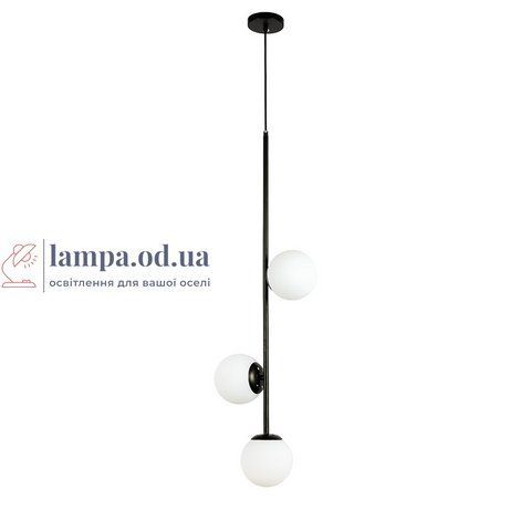 Люстра стельова Levistella 7521015-3 BK+WH, E27, чорний метал, біле скло, сучасний стиль для дому LVS5266 фото