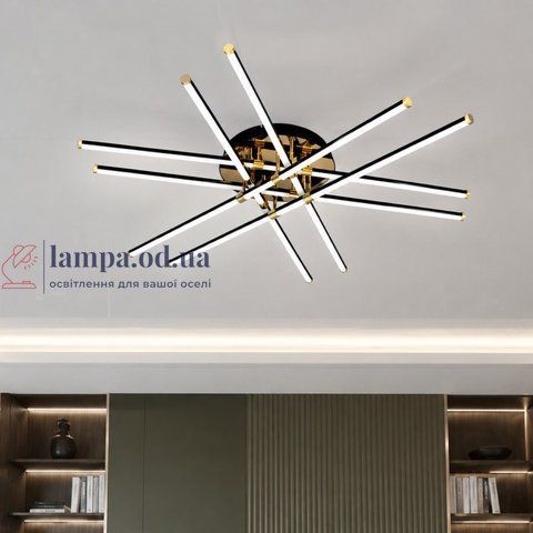 Большая потолочная LED-люстра Artlight W178/6-1000 BK+GD 149 Вт, 3 режима, чёрно-золотая, &Oslash;106 см, от 30-40 м&sup2; W178/6-1000 BK+GD фото