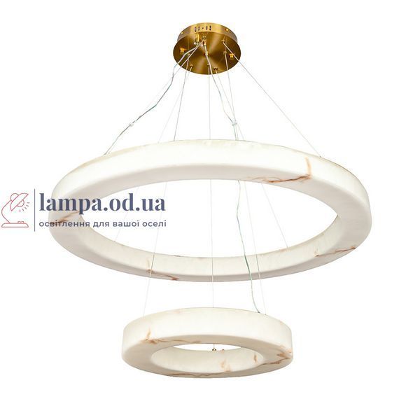 Двоярусна алебастрова LED-люстра з 2 кільцями Levistella 809L8830 (800+400), 75 Вт, латунь, 80+40 см, 3 режими, 20-30 м&sup2; LVS7409 фото