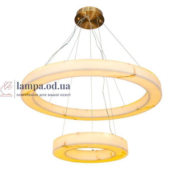 Двоярусна алебастрова LED-люстра з 2 кільцями Levistella 809L8830 (800+400), 75 Вт, латунь, 80+40 см, 3 режими, 20-30 м&sup2; LVS7409 фото