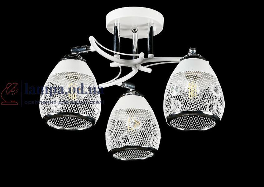 Люстра Splendid Ray L06429/3, 3 лампы E27, 220В, хром, белый, современный стиль для спальни 30428421 фото