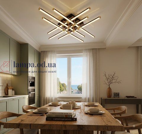 Потолочная LED-люстра Artlight W180/6BK+GD 88 Вт, 3 режима света, чёрно-золотая, 68,5&times;68,5 см, от 16-25 м&sup2; W180/6BK+GD фото
