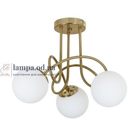 Потолочная люстра Levistella 7529903-3 BRZ+WH, E27, 3 плафона, бронзовый металл, белое стекло LVS4718 фото