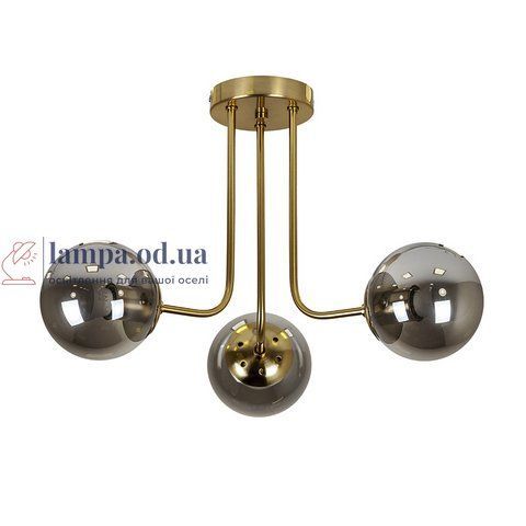 Потолочная люстра Levistella 7529908-3 BRZ+BK, 3 плафона, E27, бронзовый металл, черное стекло LVS4772 фото